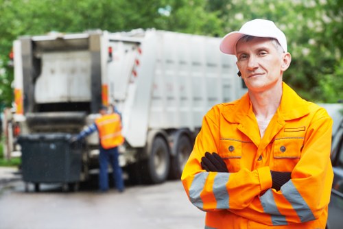 Front of commercial waste collection vehicle at a business premises